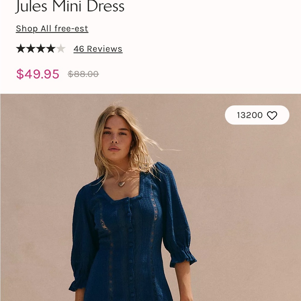 Elegant Blue Women's Free People Dress - Picture 4 of 4